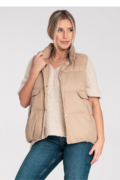 beige gilet front view
