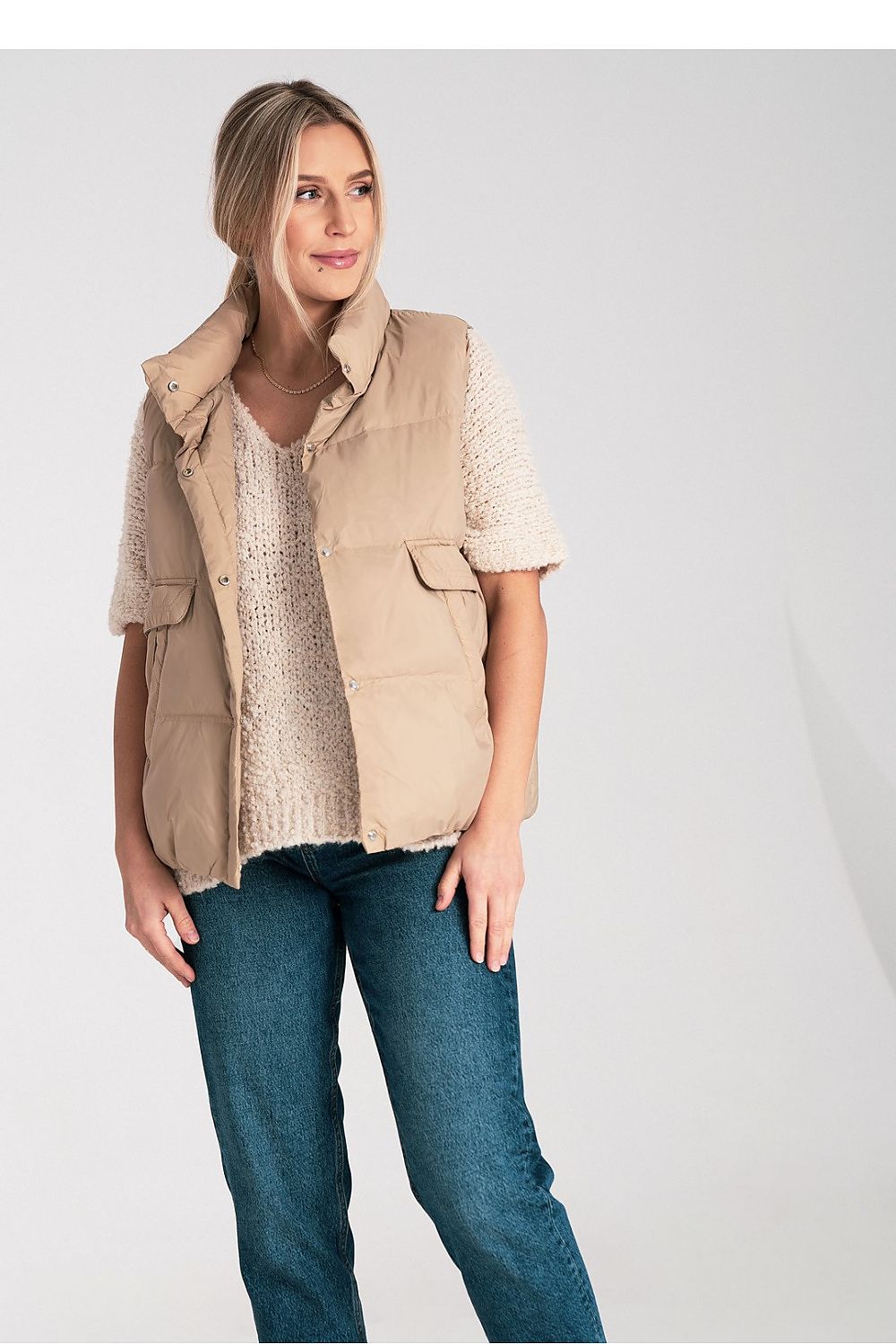 beige gilet alternate angle