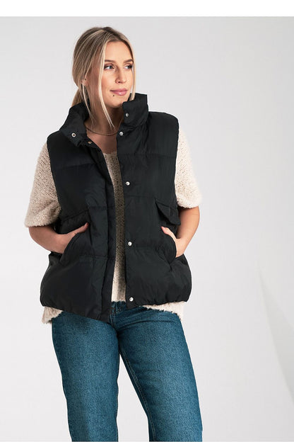 beige gilet side view