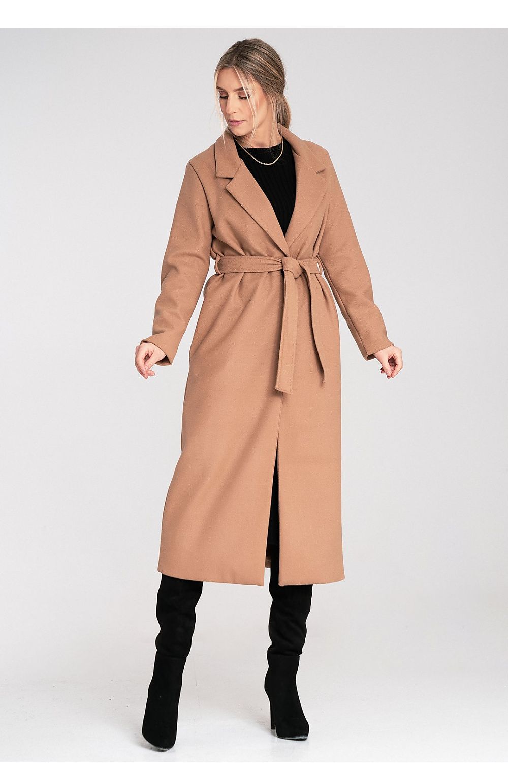 beige coat alternate angle
