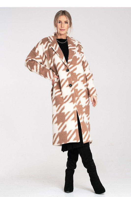 beige coat front view