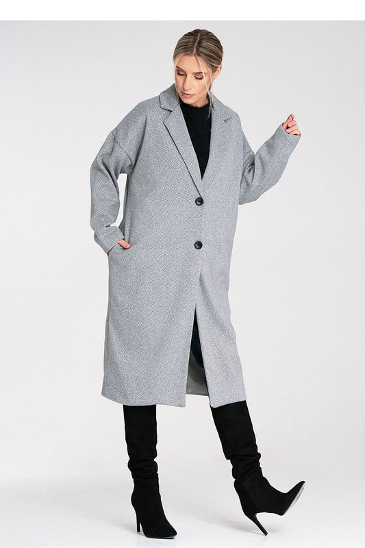 grey coat front view