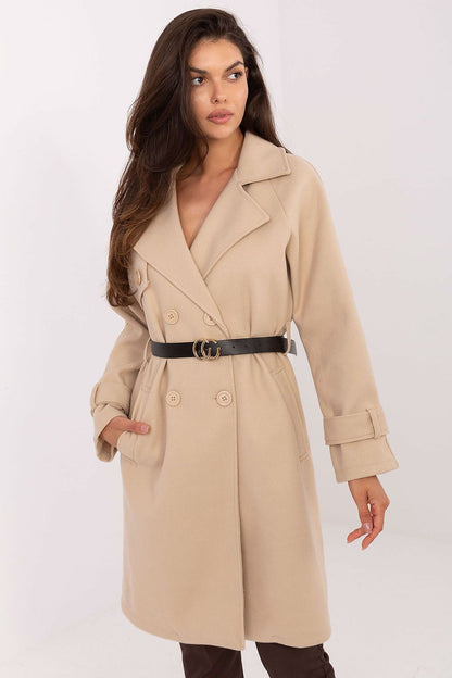 beige coat front view
