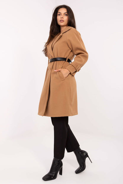 beige coat side view