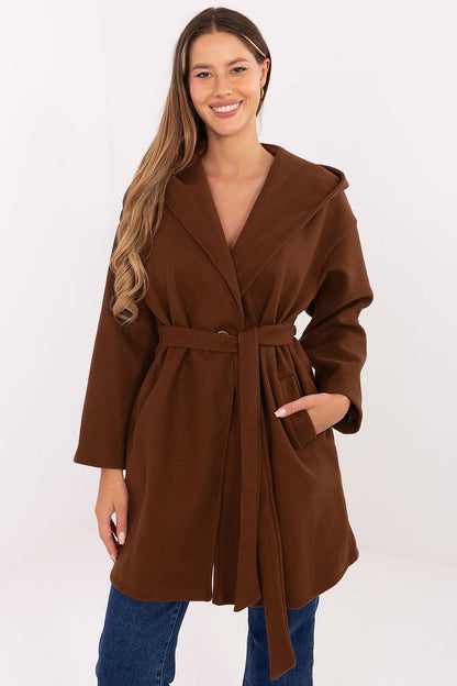 brown coat front view