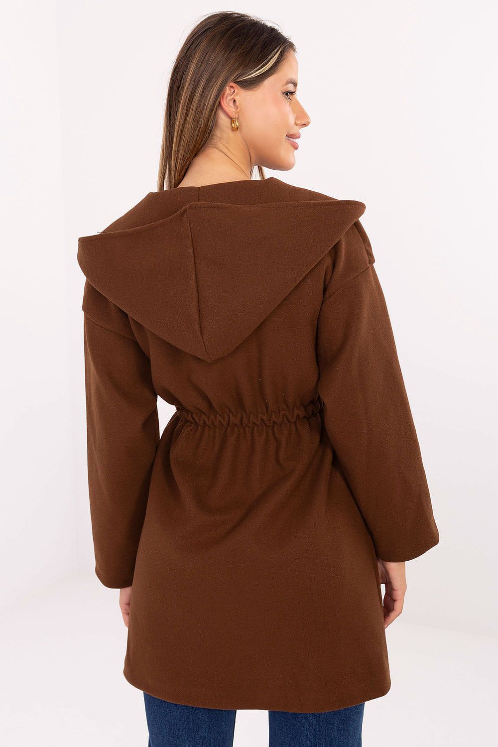 brown coat detail view
