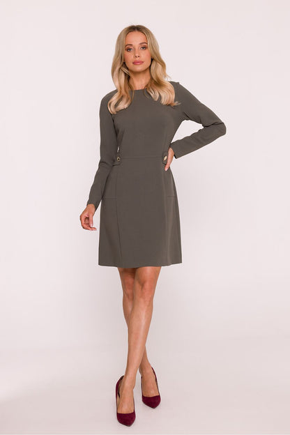 green long sleeve day dress alternate angle