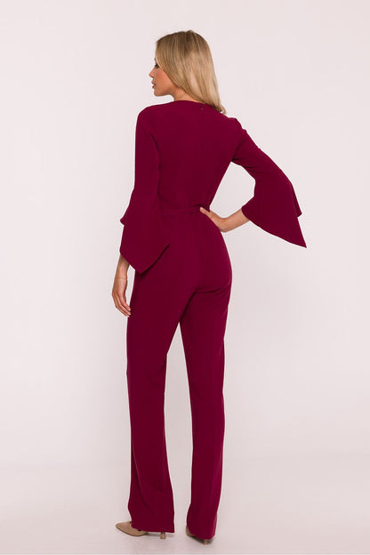 green ruffle belted suit view 8