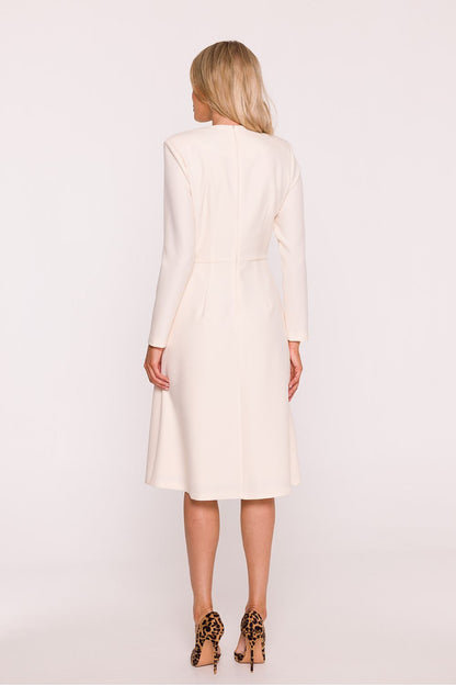 beige long sleeve mini day dress detail view