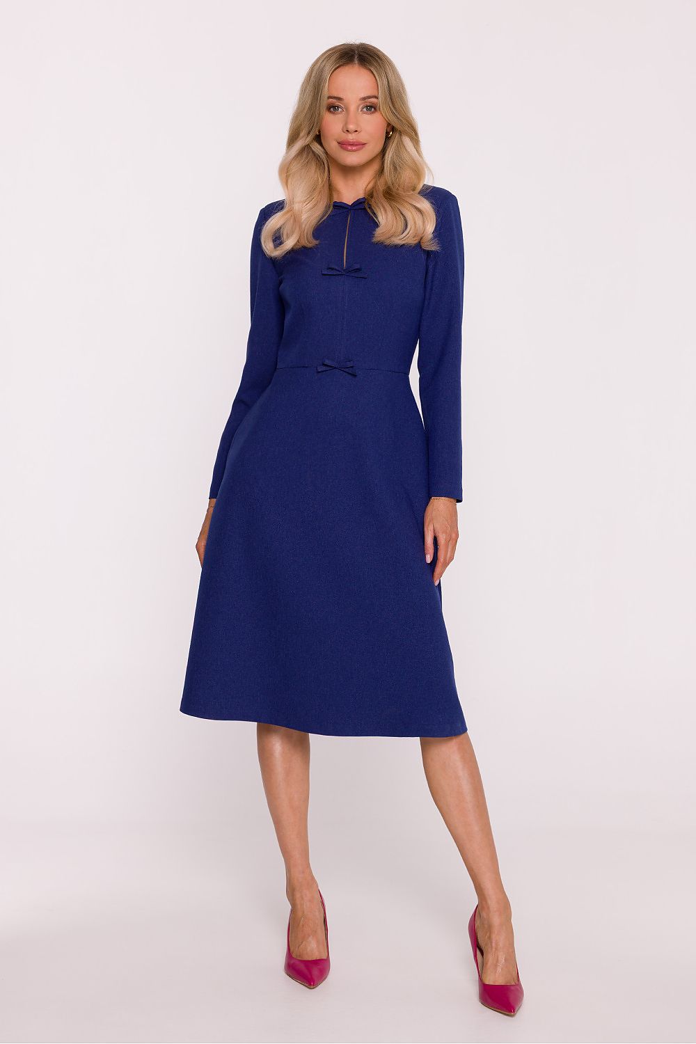 beige long sleeve mini day dress view 8