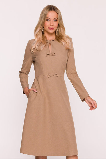 beige long sleeve mini day dress view 13