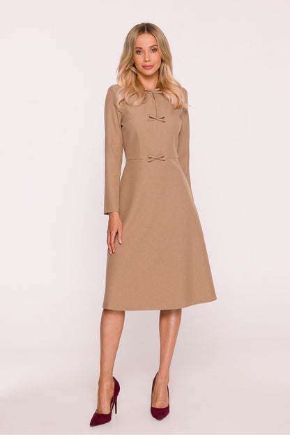 beige long sleeve mini day dress view 14