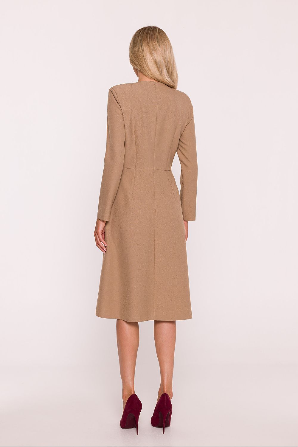 beige long sleeve mini day dress view 15