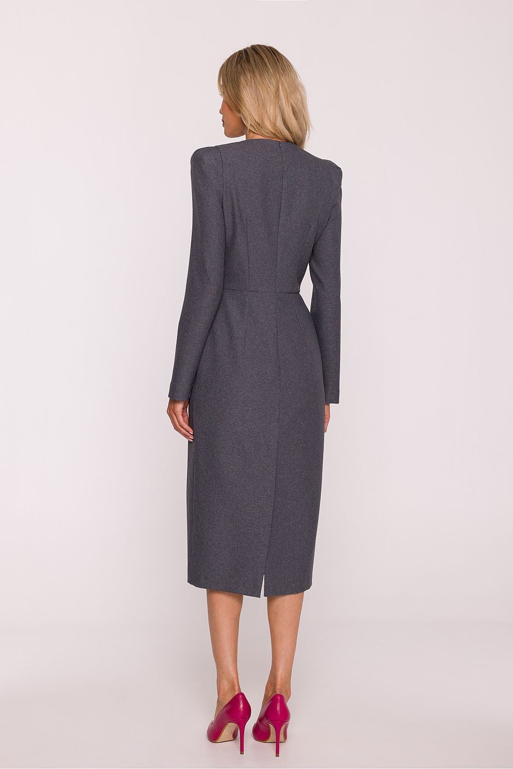 grey pencil day dress alternate angle