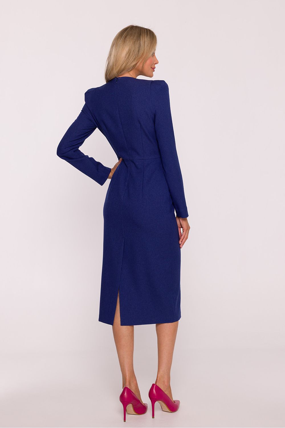 grey pencil day dress back view