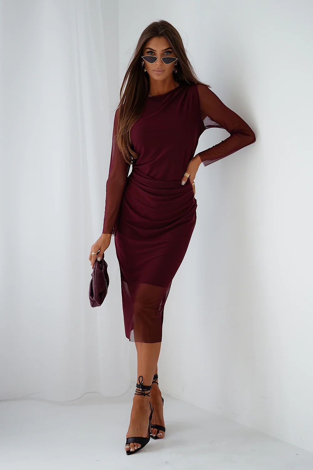 multicolor tulle long sleeve elegant multicolor tulle long sleeve dress – romantic, feminine for weddings & special