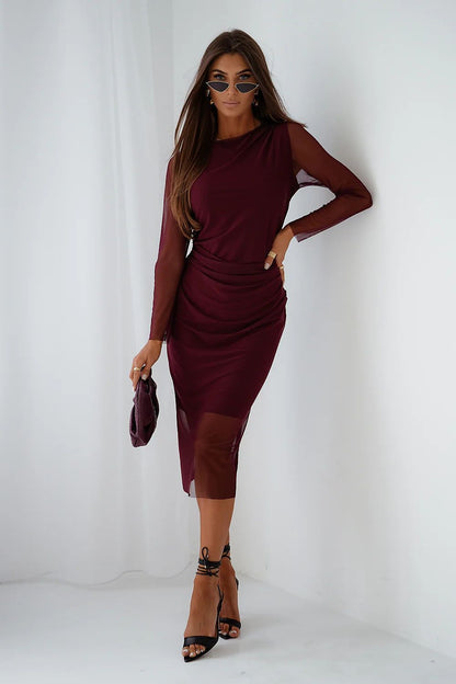 multicolor tulle long sleeve elegant multicolor tulle long sleeve dress – romantic, feminine for weddings & special