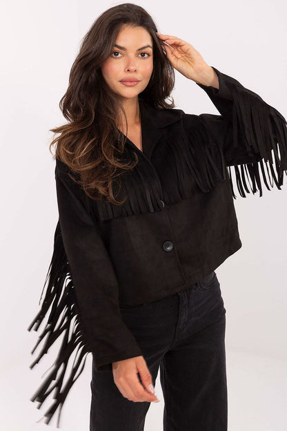 black long sleeve jacket front view