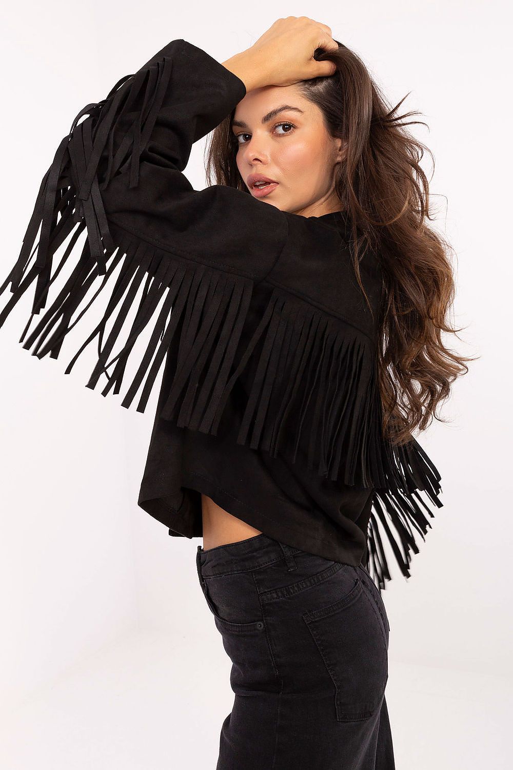 black long sleeve jacket alternate angle
