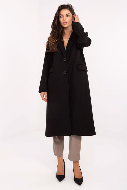 beige mini coat back view