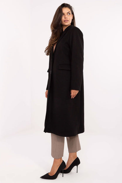 beige mini coat side view