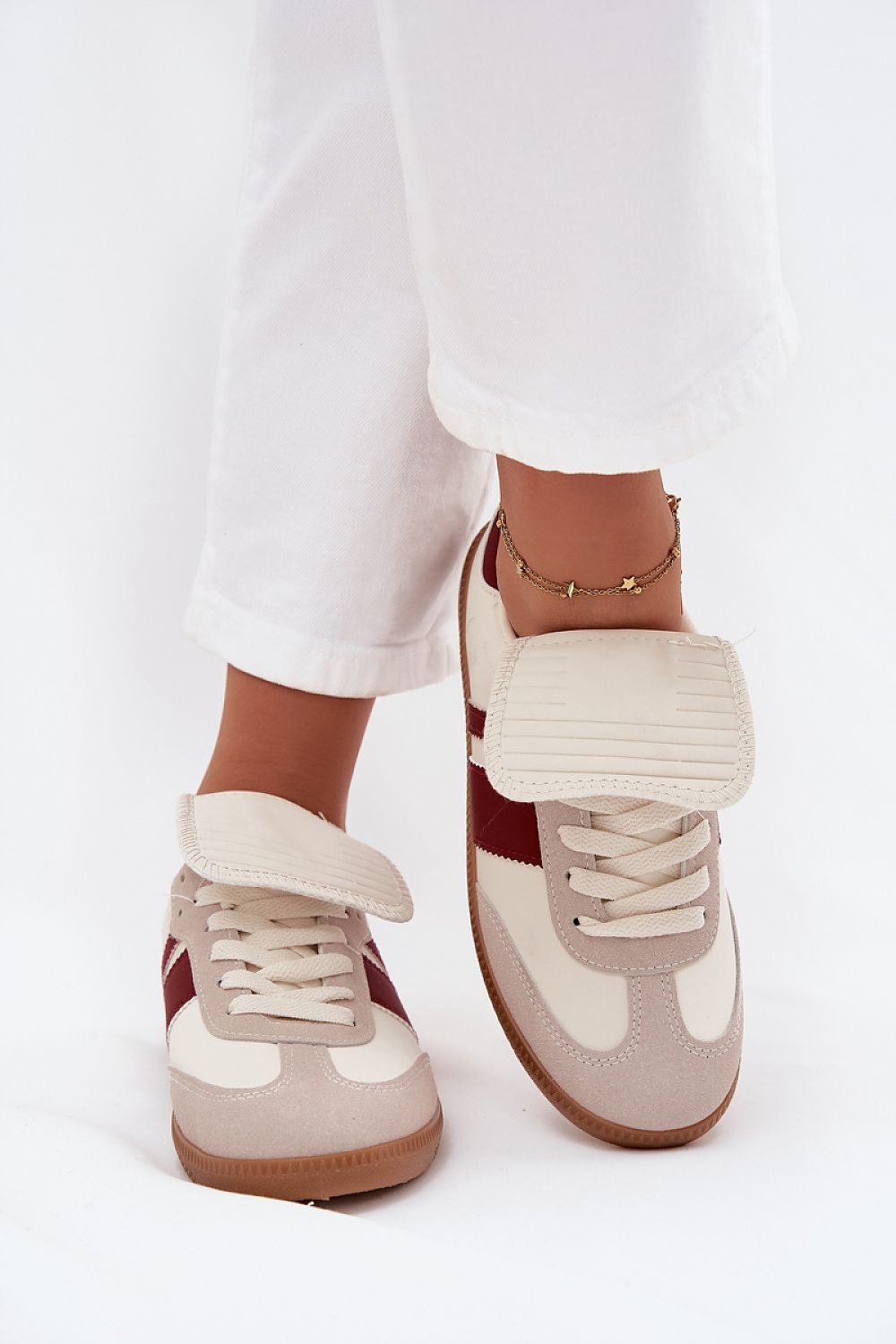 beige lace sport shoes view 7