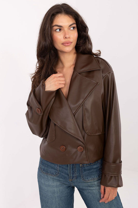 brown coat front view