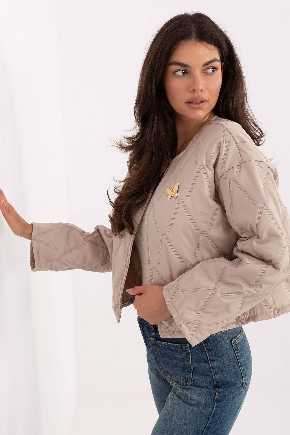 beige mini jacket alternate angle