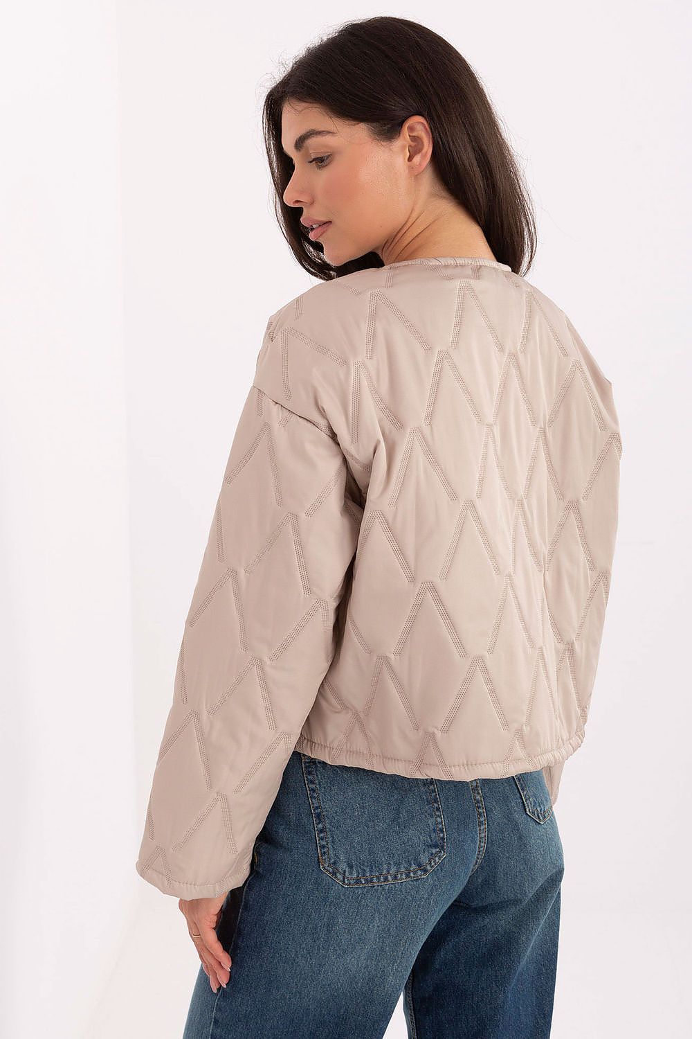 beige mini jacket detail view