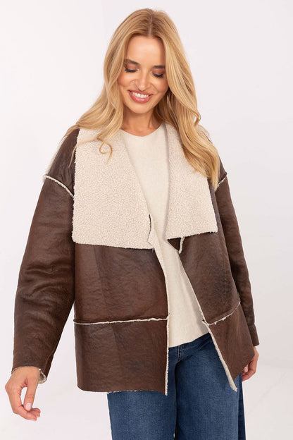 beige long sleeve jacket side view