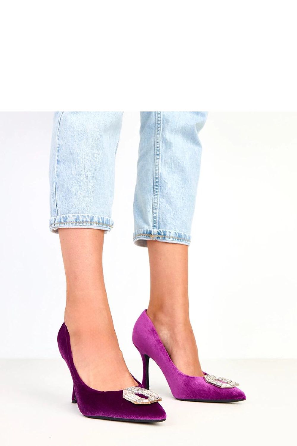 violet mini high heels front view