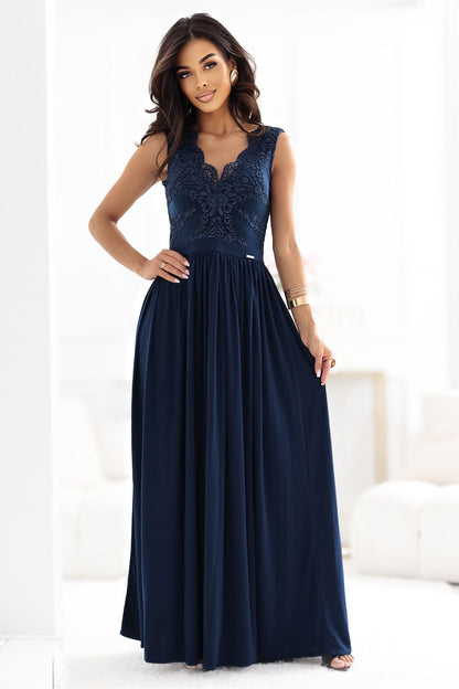 navy blue lace maxi long dress view 23