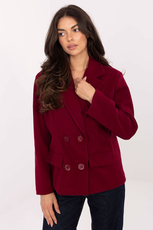 red long sleeve coat front view