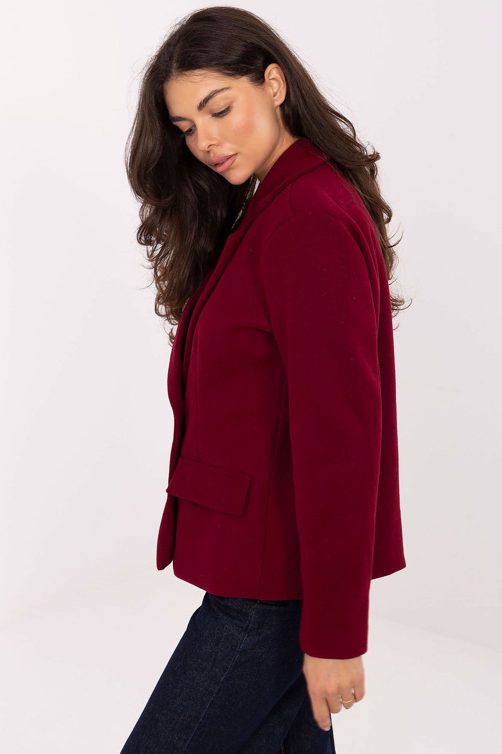 red long sleeve coat alternate angle