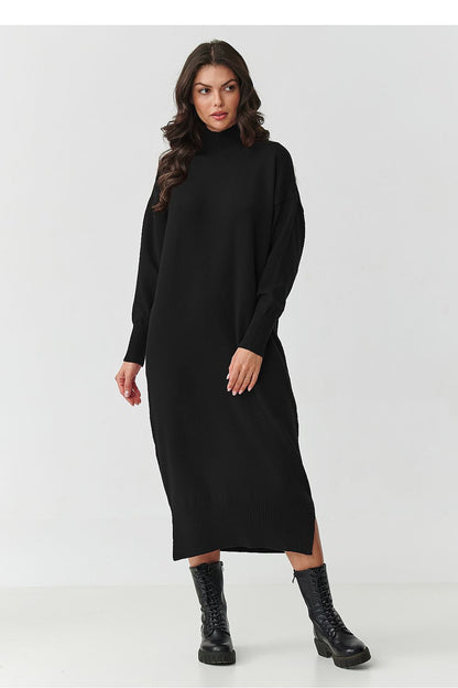 black turtleneck midi elegant black turtleneck midi dress – chic, comfortable, perfect for cooler days front view