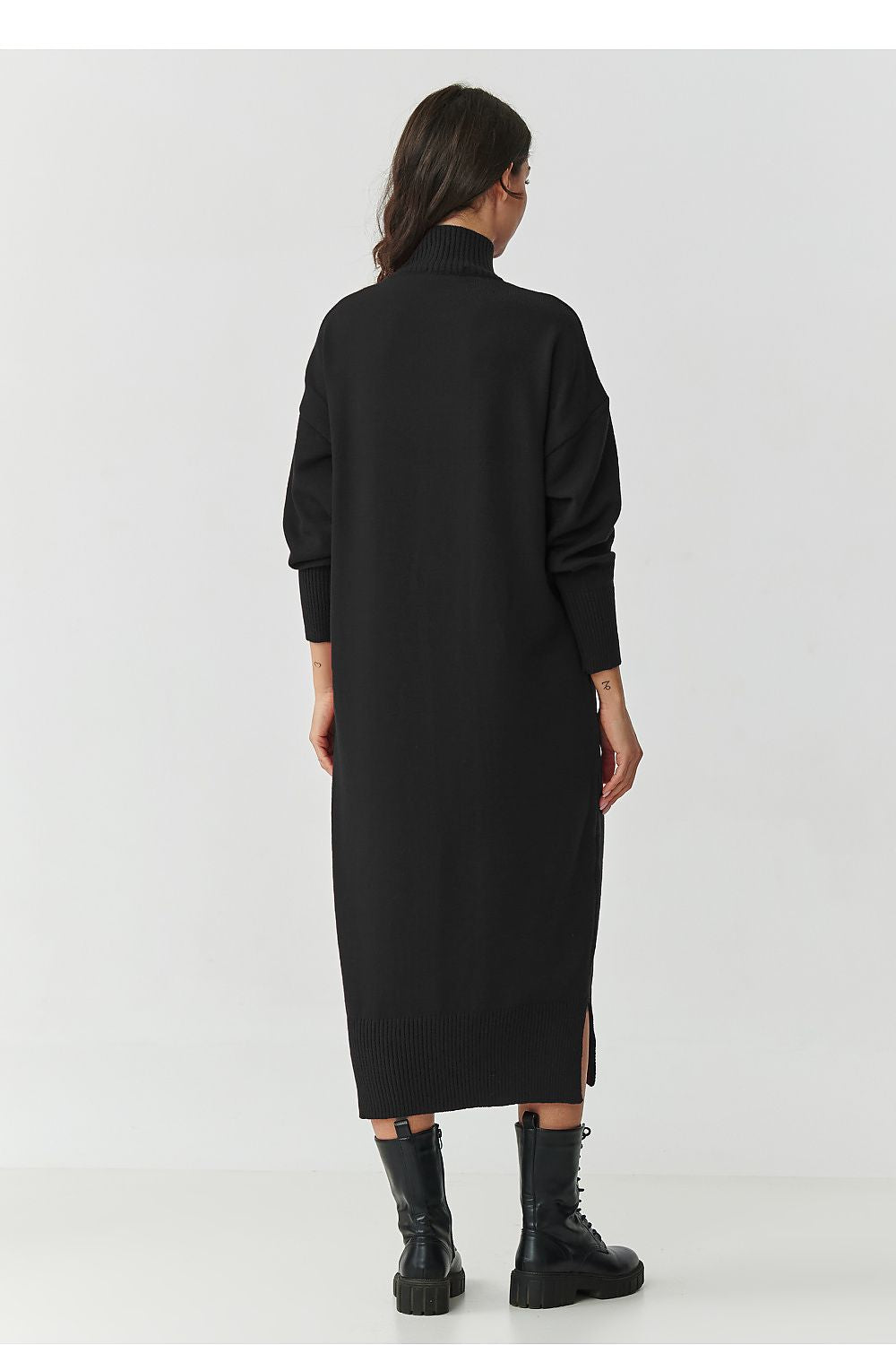 black turtleneck midi elegant black turtleneck midi dress – chic, comfortable, perfect for cooler days alternate angle