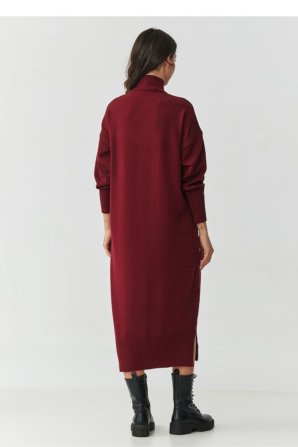 black turtleneck midi elegant black turtleneck midi dress – chic, comfortable, perfect for cooler days back view