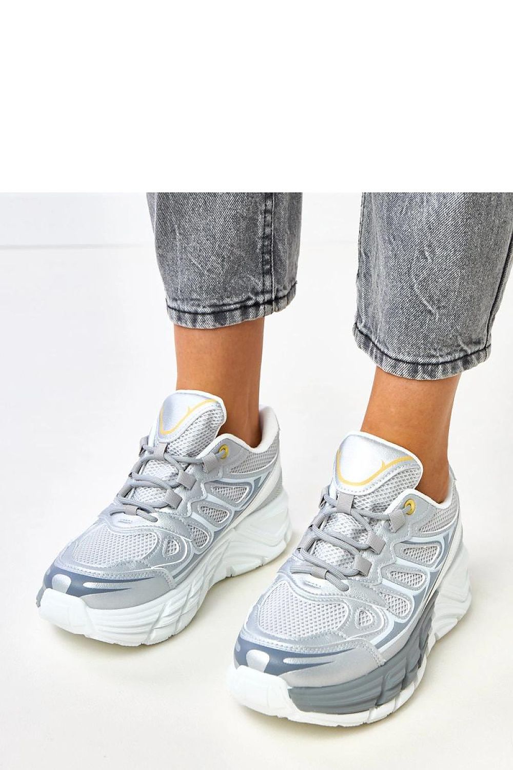 grey lace sport shoes back view