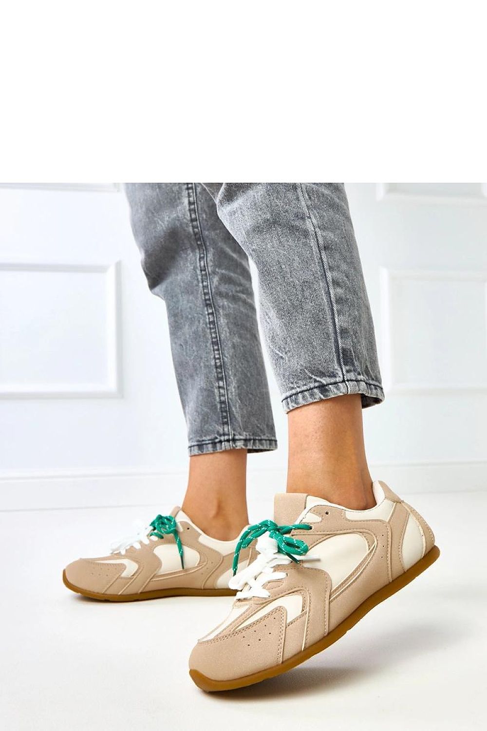 beige lace sport shoes back view