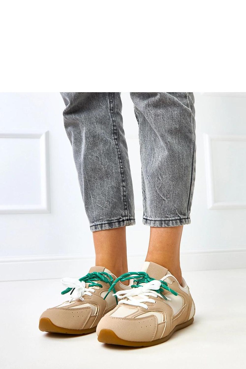 beige lace sport shoes side view