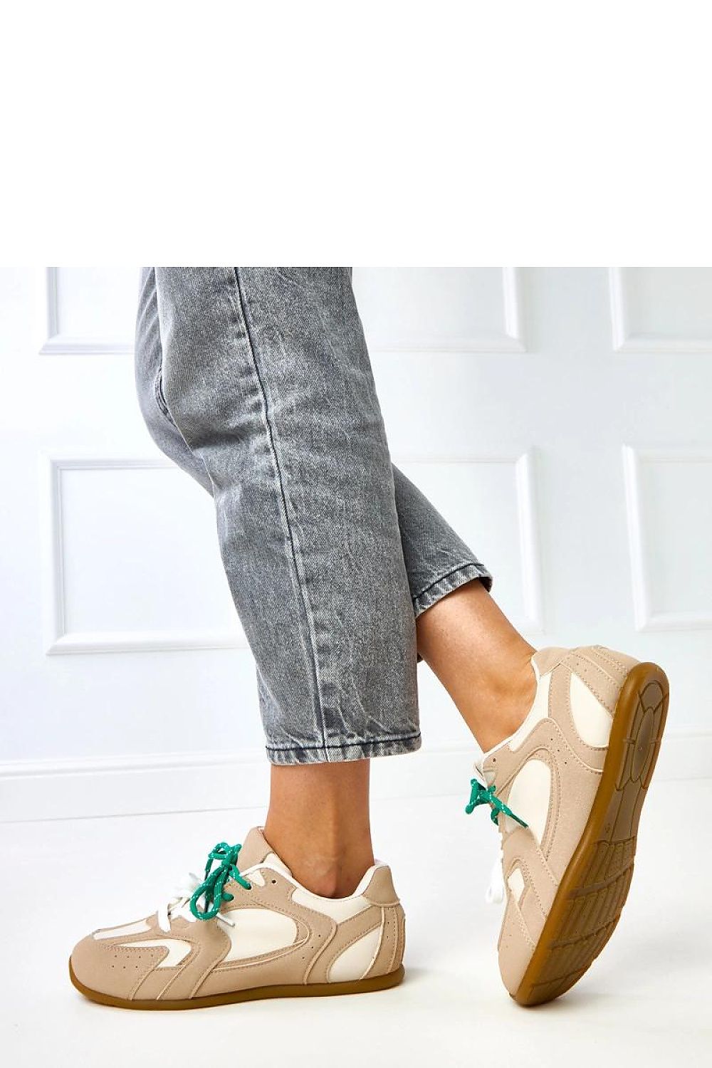 beige lace sport shoes view 6