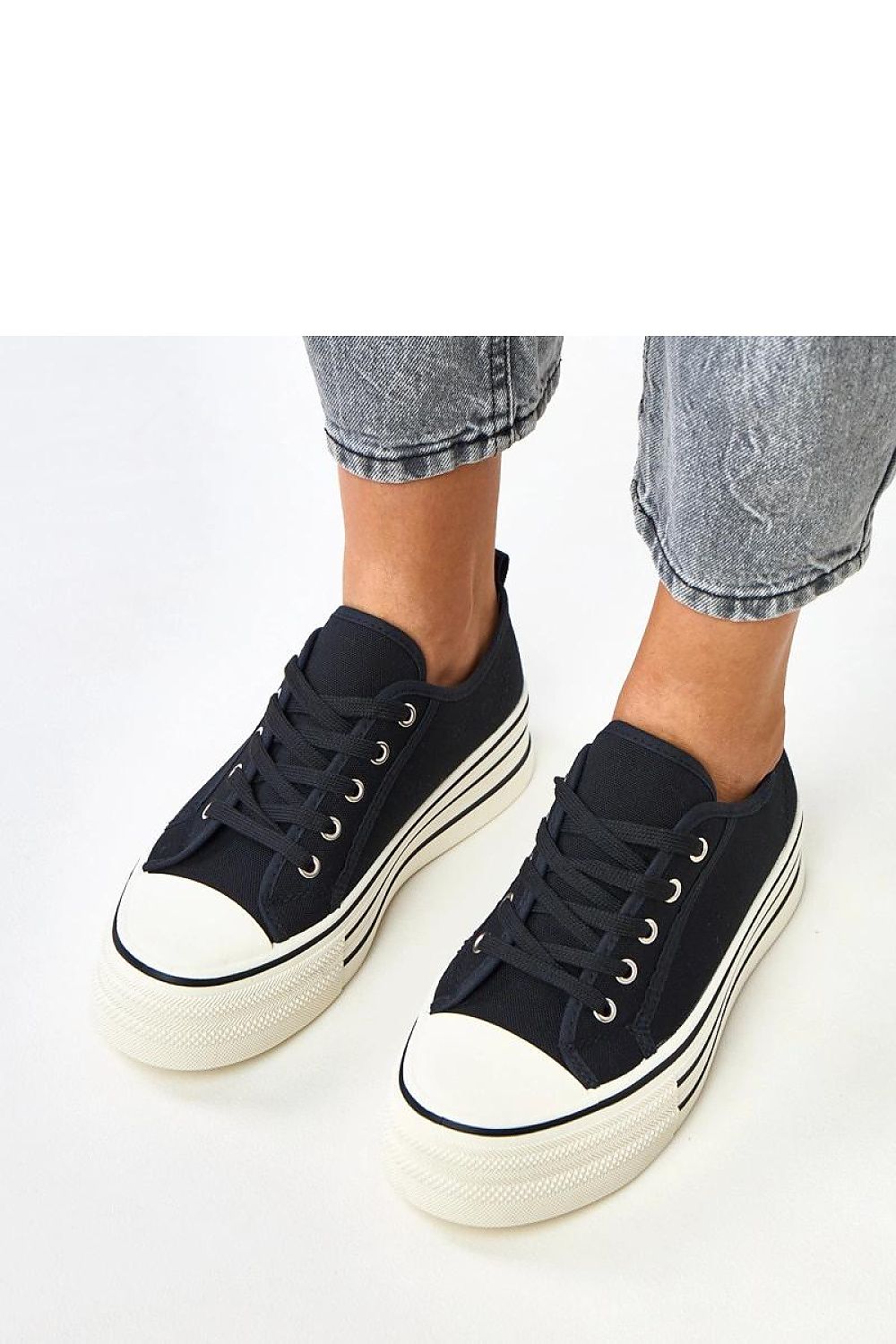 black lace sneakers back view