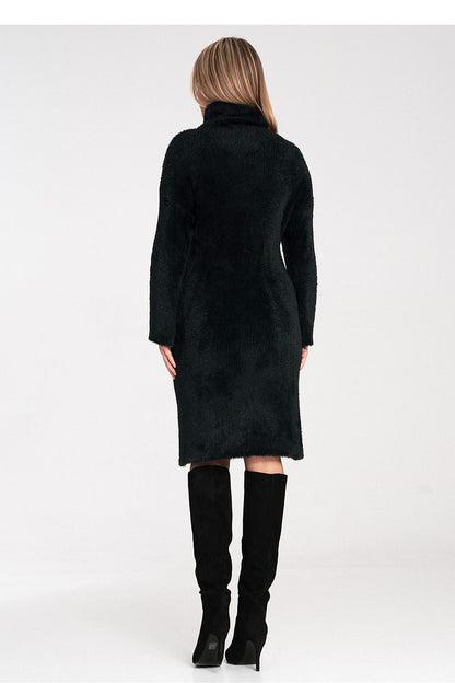 green flared turtleneck vivid green flared turtleneck dress – cozy, elegant, flattering fit view 11