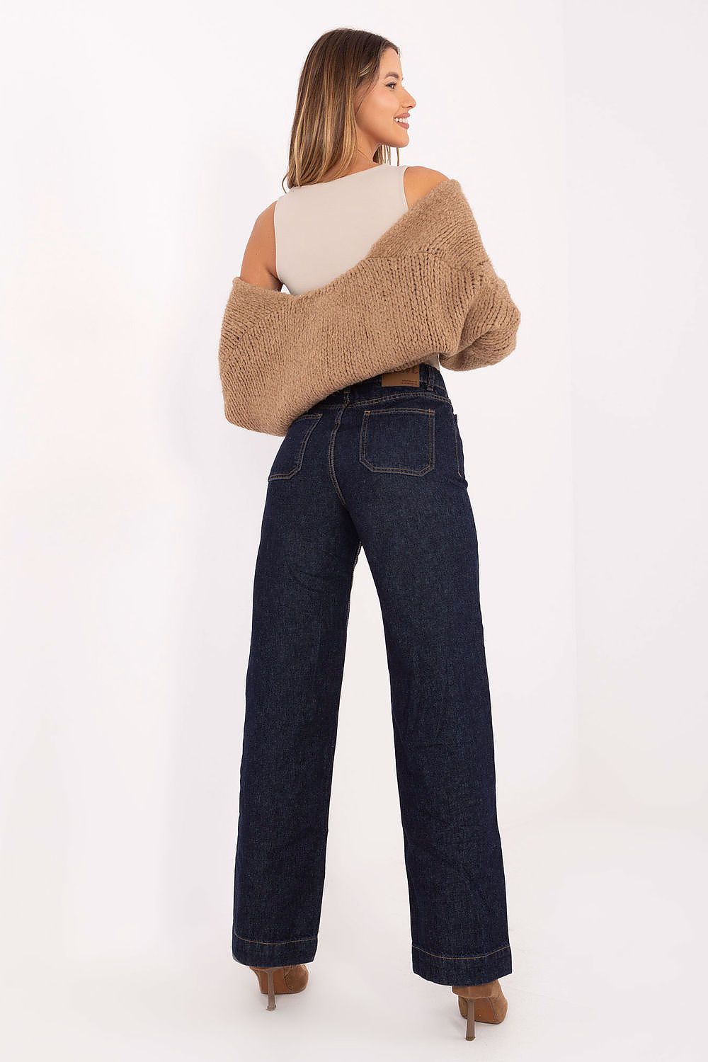 Women's Navy Blue, Beige, and Black Jeans view 50