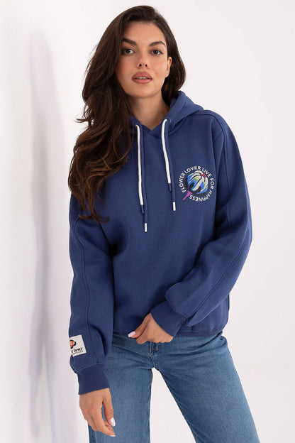 Women's Grey, Blue, and Violet Sweatshirt back view