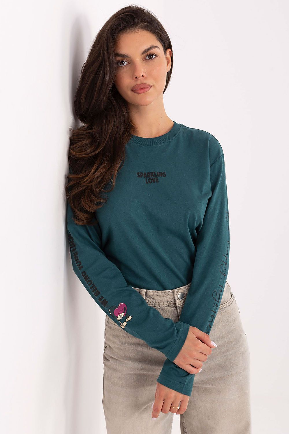 Women's Green, White, and Grey Blouse front view