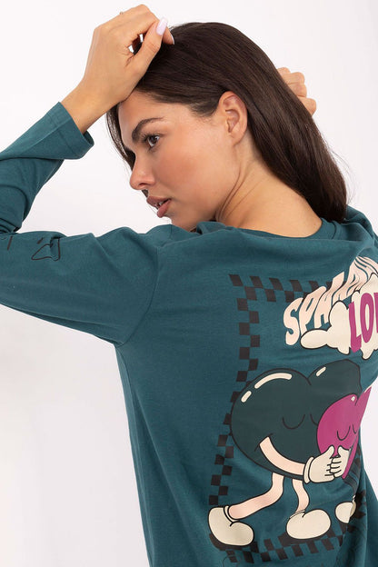 Women's Green, White, and Grey Blouse detail view