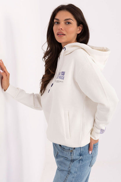 Women's White, Beige, and Pink Sweatshirt side view