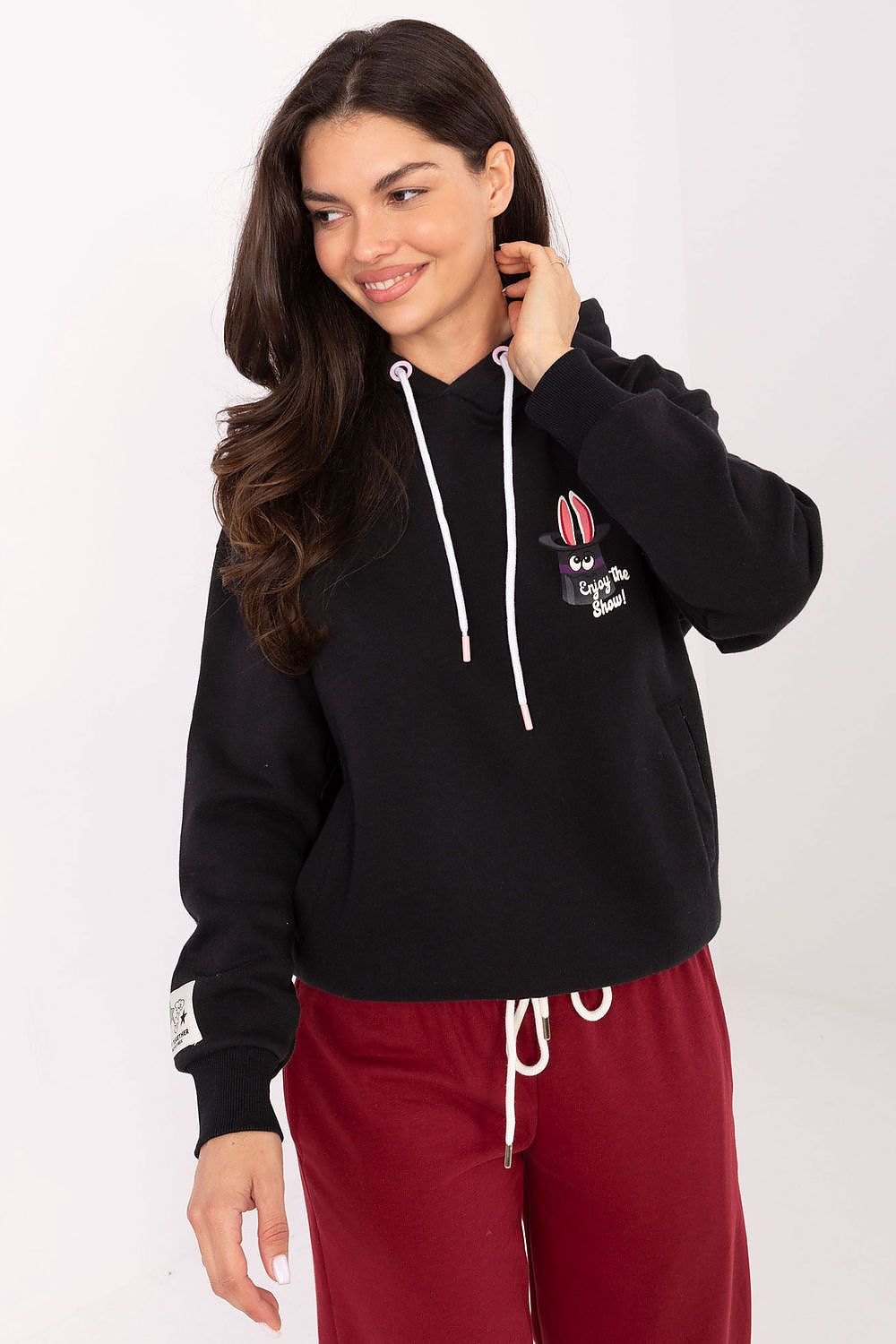 Women's Grey, White, and Pink Sweatshirt front view