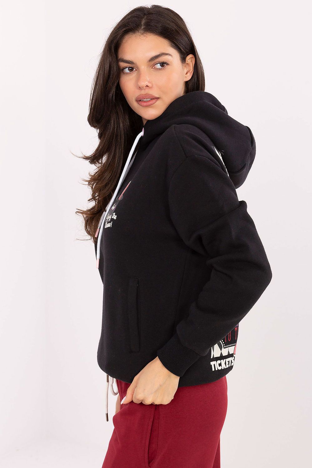 Women's Grey, White, and Pink Sweatshirt side view